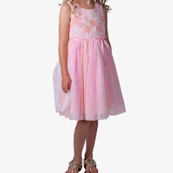 Jona Michelle Girl's Special Occasion Dress Blush Flowers Size 12 - Picture 1 of 10